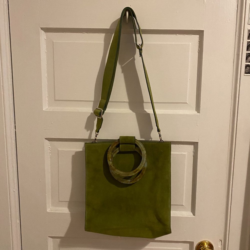 Edie Parker Structured Suede Tote with Acrylic Handles